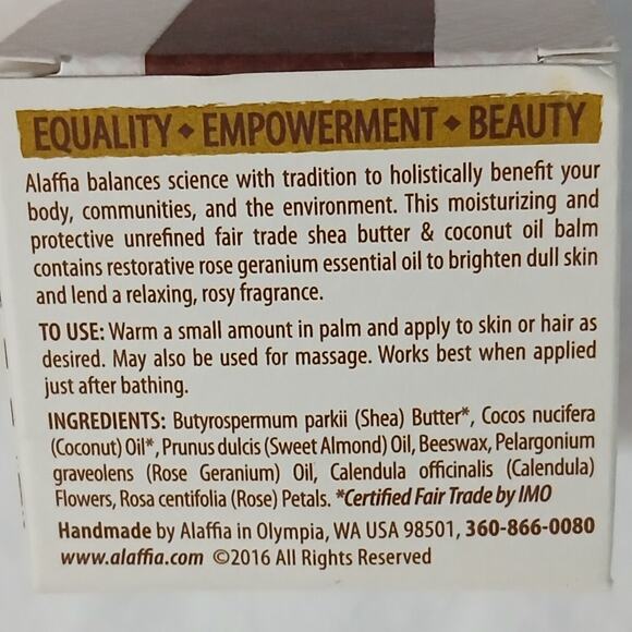 Alaffia Hand and Body Balm ROSE GERANIUM 2 oz NIB Shea Butter - Picture 4 of 9